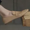 Sapatos casuais danxuefei feminino couro genuíno dedo do pé redondo deslizamento-onn apartamentos mocassins de alta qualidade macio confortável alpercatas diariamente