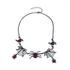 Anhänger Halsketten Vintage Gothic Übertriebene Schwarze Spinnennetz Halskette Für Frauen Kreative Tier Halloween Geschenk Party Schmuck Drop Del Otumx