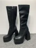 Stiefel Modin Super High Heels Lange Stiefel PU Leder Reißverschluss Schuhe 2022 Neue Frauen Pumpen y2k sexy Knie hohe Motorradstiefel