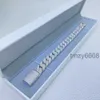 12mm 2 Rows Micro Paved D VVS Lab Diamond Link Chain Iced Out Sier Moissanite Cuban Bracelet 8984