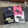 Prosta i poprawna wersja B Strona główna Paris Graffiti BB krótkie rękawowe T-shirt Pure Cotton High Luksusowa marka mody Co marki rodzinny styl rodzinny