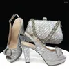 Robe chaussures été arrivée sandales et sac ensemble style africain strass talons hauts correspondant sac à main pour la fête