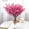 Finto floreale verde seta rosa Gypsophila fiori artificiali piccoli mazzi 5 forchette 30 cm decorazione soggiorno piante finte vaso per la casa matrimonio Y240322