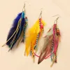 Dangle Earrings Colorful Feather For Women Bohemian Handmade Jewelry Wholesale Long Tassel Clay Beads Drop Female Girls Gifts