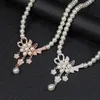 Pendant Necklaces S Shape Curve Flower Zircon Pearl Short Necklace for Women Simple Fashion Jewelry Choker