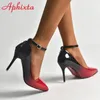 Afixta 10 cm sztyletowe obcasy Pumki gradientowe buty damskie patent skórzany pasek kostki super high high stopa stopa super big 48 49 50 240318