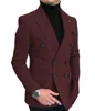 Formalne Burgundowe Red Grey Lapel Tux Men Slim Fit Suits Kurtka na zamówienie dla Wendding Party Woolen Cloth 240311