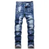 Designer Jeans Mens Denim Calças Bordadas Moda Buracos Calças EUA Tamanho 28-36 Hip Hop Angustiado Zipper Calças Para Masculino 2024 Top Vender 024