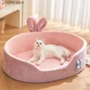 kennlar pennor prinsessa hund säng semi innesluten rosa husdjur matta upprätthåller värme och djup sömn under alla säsonger super mjuk maskin tvättbar katt säng y240322