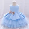 Sweet Wine Pink Green Blue Jewel Layers Flower Girl Dresses Girl's Birthday Dresses Girls Party Skirt Girl Everyday dress Kids' Party Wear SZ 2-4 D322121