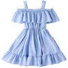 Girl Dresses Born Summer Princess Dress Casual Children Costume Toddler Baby Solid Color Halter Off-the-shoulder Girls Clothes