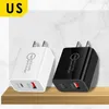 18W PD QC 3.0 Dual Ports Charger Quick Charge EU Us UK Plug för iPhone X 8 Plus Obs 9 10 Samsung Huawei Xiaomi Mobiltelefonadapter med låda