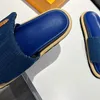 Mules Pool Pillow Flat Comfort Mule Couple Blue Denim Slides Shoes Men Designer Slippers Women Luxury Sandale Beach Sandals Vintage Print Flip Letter Slipper 35-46