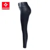 2218 Youaxon taille ue taille haute noir motif léopard PU Jeans femme Stretch Skinny Denim Jean pantalon grande taille Jeans pour femmes 240315