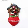 Kylmagneter Swiss Frozen Magnet Swiss Cute Wood House Guckoo Clock Alpine Magnetic Frigerant Sticker Soul Travel Gift Y240322