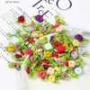 Finto verde floreale 100 pezzi mini rose fiori artificiali teste 2 cm boccioli fiori in tessuto decorazione di nozze forniture artigianali nastro fiocco-nodo regalo decorazione Y240322