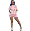 European American hot selling women's sexy letter printing imitation cotton short-sleeved shorts two-piece suit