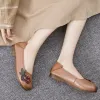 Oxfords Damskie Flats Summer retro oryginalne skórzane moccasiny miękkie Oxford Mom Casual Buty kwiat Oddychające mokasyny zapatos mujer