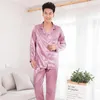 Men's Tracksuits Imitation Silk Home Wear Two Sets Of Solid Color Long Sleeve Trousers Casual M 1 Little L Stocking Gift