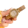 Moda luksusowe złoto zegarki dla kobiet zegarki damskie damskie na rękę ze stali nierdzewnej mrożone diamenty słynne marki bransoletki clock7772104