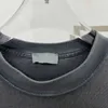남자 티셔츠 여자 힙합 대형 레트로 씻은 검은 색 짧은 슬리브 티 헤비 패브릭면 역 재봉 셔츠 탑 J240322