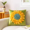 Kussen Handgemaakte Zonnebloem Hoes Kleurrijk 3D Bloemen Fluweel Zacht 45x45cm Voor Slaapbank Woondecoratie