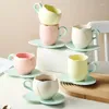 Tazze Piattini 300ml Caffè in ceramica a forma di fiore Tulipano Tazza da tè Tazza di latte creativa e set di piatti con piattino Stampa Tazza da tè pomeridiana