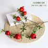 Decorative Flowers Simulated 6-head Pomegranate And Persimmon Fruit Branches Lucky Bucket Accessories With Leaves