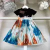 Classics baby clothes summer Princess dress kids tracksuits Size 80-160 CM girls T-shirt and Pleats Logo printed long skirt 24Mar