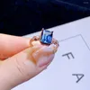 Cluster-Ringe, komplett aus natürlichem Sterling-Silber 925, Damen-Ring mit London-Blautopas, Farbe: superhell, Verlobungsgeschenk, Boutique