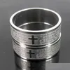 Band Rings 25Pcs Etched Sier Mens English Lords Prayer Stainless Steel Cross Relius Gift Wholesale Jewelry Lots Drop Delivery Dhgarden Dhbcg