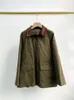 Winter Womens Army Green Zipper Jacket Turn-Down Collar Lose Double Pocket Color Patchwork Female Coat Top 240320