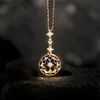 Blue Sandstone Sun Moon Stars Exquisite Clavicle Chain Retro Luxury High Sense S925 Sterling Silver Necklace