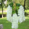 Finto verde floreale 12 pezzi glicine artificiale fiori appesi stringa ghirlanda casa giardino arredamento all'aperto festa di nozze decorazione arco fiore finto Y240322