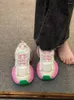 Scarpe casual Chunky Sneakers Donna Vera pelle Mesh Patchwork Punta rotonda Lace-Up Suola spessa Ladies Handmade Zapatos De Mujer Tenis