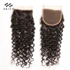 Fechamento unice cabelo indiano encaracolado fechamento de renda 100% cabelo humano 3 pacotes com fecho cor natural cabelo remy tecelagem frete grátis