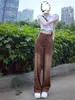 Women's Jeans Trousers Brown High Waist S Straight Leg Pants For Woman Clothing Hippie Top Selling Korean Fashion Vibrant Z A