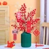 Vasen Chinesische künstliche Blume rote Glücksfrucht Keramik Vase Arrangement Hochzeit Dekoration Home Couchtisch Ornamente