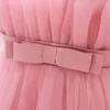 Robes de fille Enfant en bas âge filles rose 1er anniversaire robe en tulle élégant arc de mariage enfants fête princesse bébé dentelle demoiselle d'honneur robe de bal de soirée