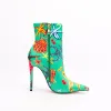 Boots 2022 Women's Autumn and Winter New European and American Fashion Printing Vamp Stiletto Highheeled Peated Ankle Boots