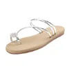 Slippers Gevouwen Leren Schoenen Mode Casual Flops Zomer Strass Platte Flip Dames Boheems Dames