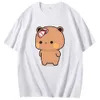 Dames T-shirt De unieke Dudu is Bubus driedelig revers T-shirt terwijl hij Bubus grafisch shirt plaagt Kawaii Panda Bear damestop met korte mouwen 240323