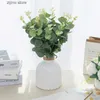 Finto verde floreale 100 pezzi piante finte seta foglia di eucalipto fai da te decorazioni natalizie vaso per la casa giardino matrimonio scrapbooking fiori artificiali Y240322