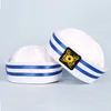 Berretti Cappelli da marinaio bianchi vintage Capitano Cappellini militari Cappello militare blu scuro con ancoraggio Accessori per abiti cosplay Bambino adulto