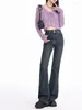 Damen Jeans UETEEY Zementgrau Hoch taillierte Flare Skinny Hose Streetwear Hose Y2k Mode 2024 Vintage Slim Denim Mom