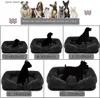 Hundehütten, Stifte, bequemes Plüsch-Hundesofa, quadratisches Bett, waschbar, warme Haustierunterlage, echtes Kunstfell, Memory-Schaum, Lounge, flauschig, mit abnehmbarem Bezug Y240322