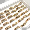 Couple Rings Wholesale 30Pcs Sier Gold Plate Love Couples Lovers Girlfriend Stainless Steel Engagement Ring Wife Husband Bir Dhgarden Dhp6M