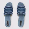 24ss bleu tissu denim imprimé pantoufles pour femmes pantoufles sandales tongs plates fond épais broderie imprimé gelée caoutchouc chaussures habillées en cuir 35-42