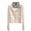 Women's Jackets White Blazer Hand-beaded Diamond Versatile Skirt A-line Set Two-piece Spring Style