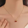 Lindo colar de frutas cereja 14k ouro amarelo moda estudante jóias colar para meninas presente feminino